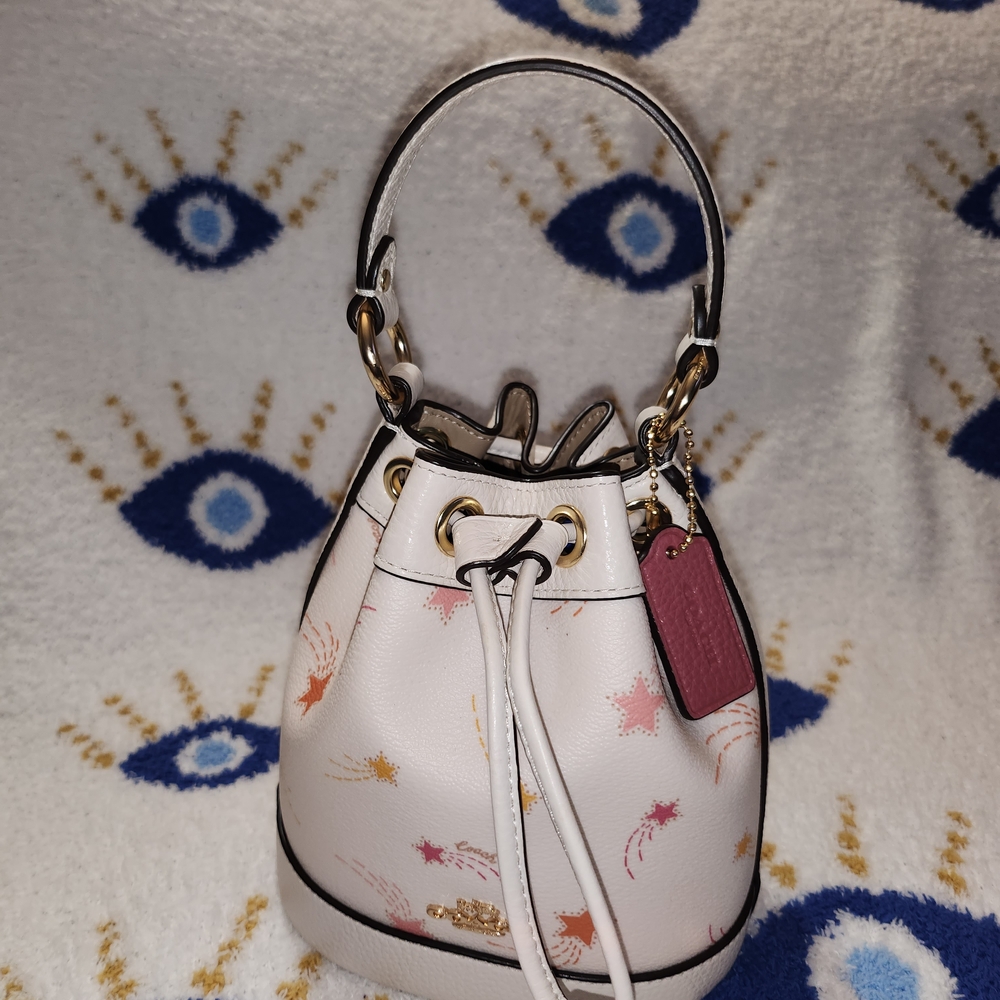 Coach White and Pink Bucket Bag